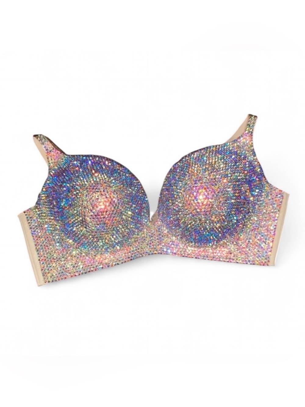 32A Crystal AB Iridescent Design Rhinestone Glam Bling Bra Top